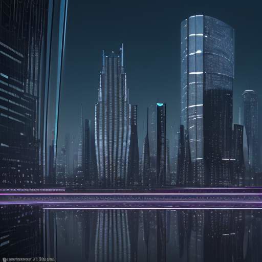 A digital landscape where modern glass skyscrapers meet glowing circuit-based structures, joined by a bridge of golden light under a sunset sky, symbolizing the intersection of traditional technology and emerging AI innovation.