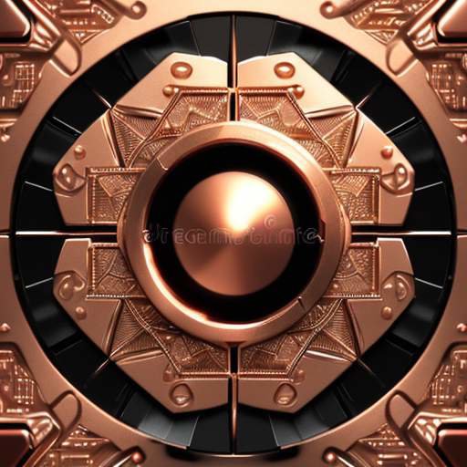 Macro close-up of a high-end silicon wafer and GPU chip, showcasing intricate gold and copper circuitry patterns and complex microarchitecture under dramatic lighting.