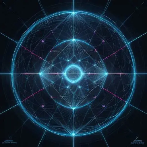 A glowing digital neural network with golden and blue light pulses flowing through a web of interconnected nodes, symbolizing artificial intelligence and complex data processing.