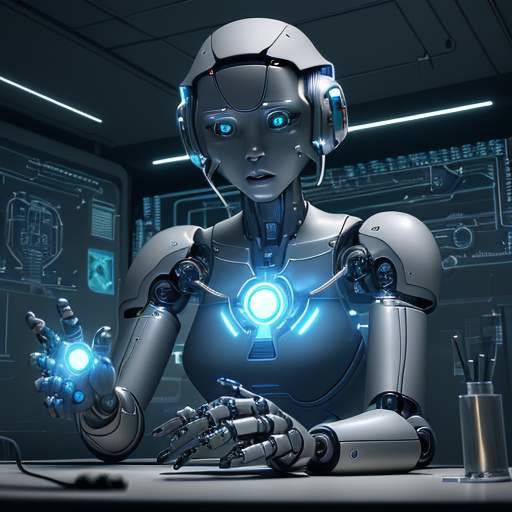 A human hand and a robotic hand reach toward each other over a glowing circuit board in a futuristic laboratory, symbolizing the integration of artificial intelligence and physical infrastructure.