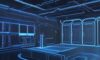 A cinematic, high-tech data center featuring glowing fiber optic cables and a holographic interface showing a digital stream connecting cloud storage and folder icons.