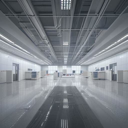 Split illustration contrasting a semiconductor cleanroom with technicians inspecting wafers on the left, and a diverse open‑source hackathon with developers coding on laptops in a bright co‑working space on the right.
