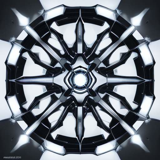Two interlocking high-tech gears made of polished chrome and glass, featuring a "D" insignia and a snowflake shape, set against a glowing digital grid.