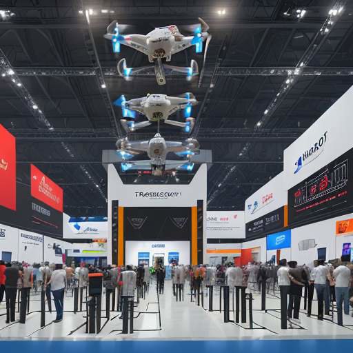 Engineers demonstrating a heavy-lift cargo drone at a bustling "Dronathon 2026" tech expo in India, showcasing advanced drone technology and innovation.