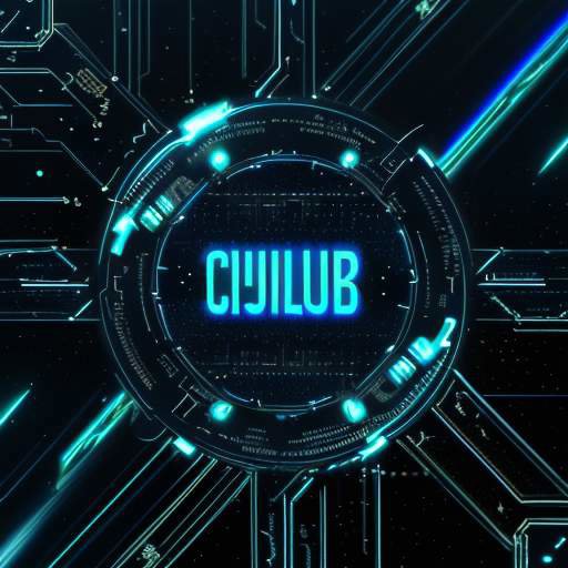 A futuristic microchip with glowing gold traces and neon blue lights integrated into a satellite circuit board against a backdrop of stars in space.