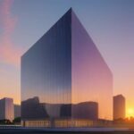 A cinematic shot of a modern Florida government building at sunset with a holographic neural network brain overlay, symbolizing the intersection of law and artificial intelligence.