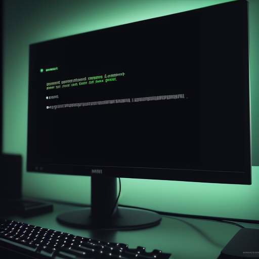 A computer monitor displaying a dark-themed terminal with a successful "git commit" command execution, with a softly blurred RGB keyboard in the foreground.
