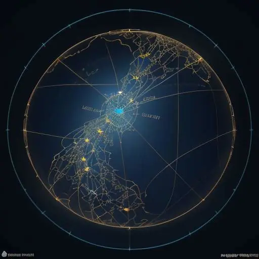 A stylized digital map of India with glowing golden and blue nodes representing a connected network of technology hubs against a professional dark blue background.