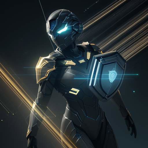 A 3D render of a shimmering golden digital shield protecting a glowing network of interconnected nodes in a dark, data-filled space, symbolizing cybersecurity and infrastructure resilience.