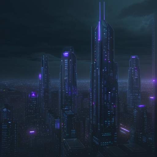 A futuristic city skyline at dusk with glowing holographic data streams and cloud service icons integrated into the buildings.