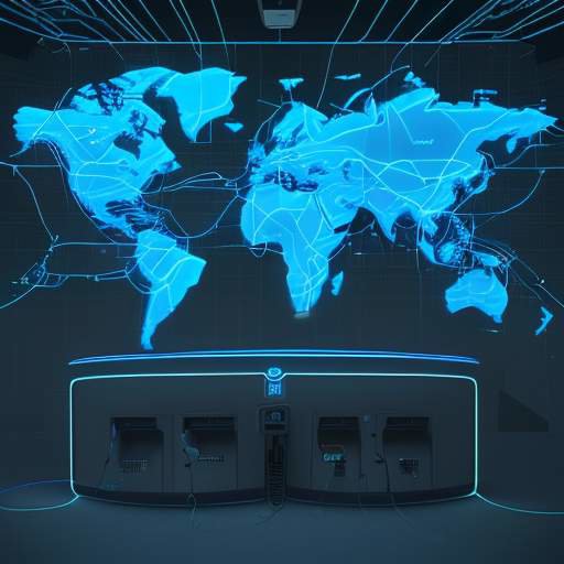 A futuristic 3D digital map of India glowing with neon cyan lines and icons, illustrating a vast, interconnected network of electric vehicle charging stations.