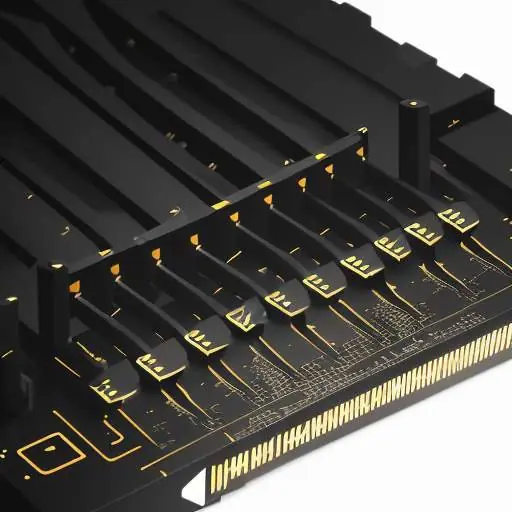 A cinematic close-up of a modern DDR5 RAM stick with a matte black heat spreader and gold-plated pins, highlighting its advanced hardware design.