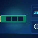 Illustration with an SSD, a rising chart and a magnifying glass