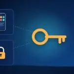Illustration with a key, a smartphone and a padlock